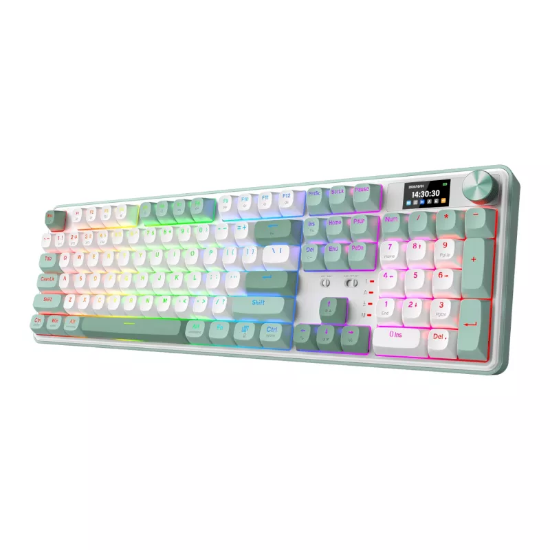 Redragon WYVERN K761 Pro Pełnowymiarowa Bezprzewodowa Mechaniczna Klawiatura Gamingowa RGB - Biało-Zielona