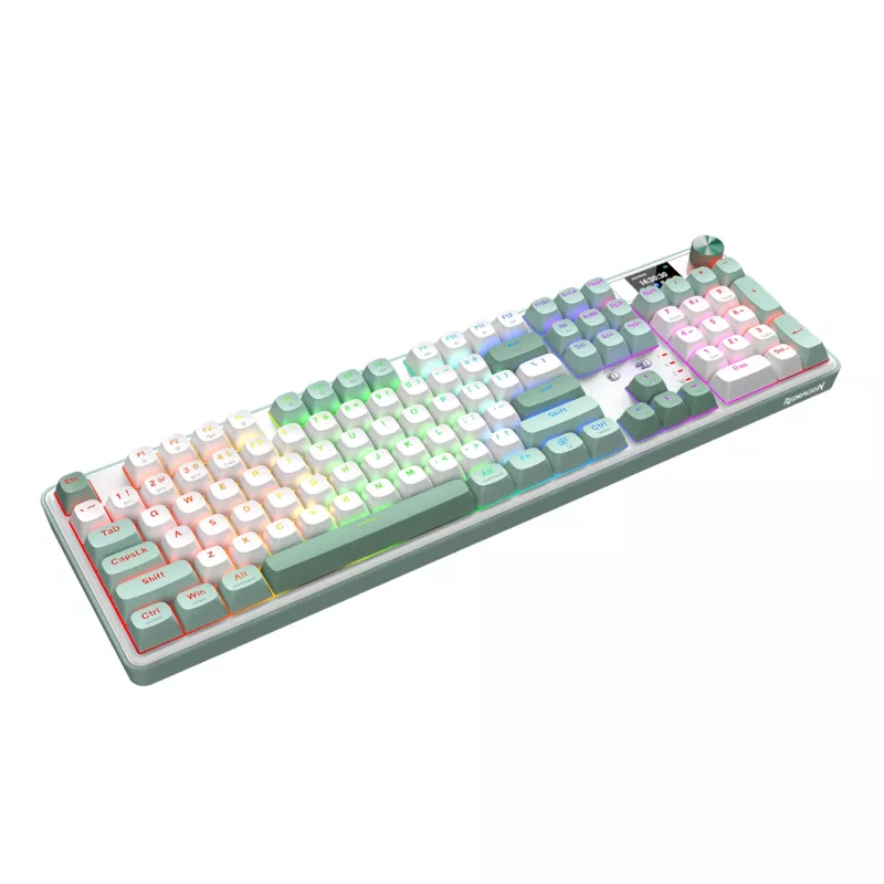 Redragon WYVERN K761 Pro Pełnowymiarowa Bezprzewodowa Mechaniczna Klawiatura Gamingowa RGB - Biało-Zielona