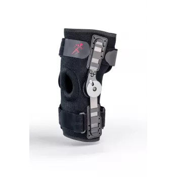 REH Stabilmax O-1241/XL Otwarty Krótki Stabilizator Kolana z Otworem na Rzepkę, Czarny, Rozmiar XL