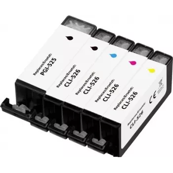 Renkforce kompatybilny zestaw wkładów atramentowych dla Canon PGI-525PGBK, CLI-526BK, CLI-526C, CLI-526M, CLI-526Y (czarny pigmentowy, czarny barwnikowy, cyjan, magenta, żółty, 5-pak) RF-7064560