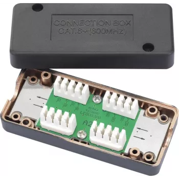 renkforce Puszka połączeniowa do kabli sieciowych CAT 6A, ekranowana puszka przyłączeniowa, złącza LSA+, 10 Gbit/s, jasnoszara