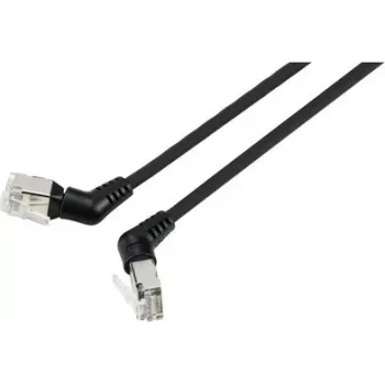 Kabel krosowy Renkforce RF-6071546 CAT 6a F/UTP RJ45, 0,5 m, czarny, złącza obrotowe 360°, kątowe wyjście