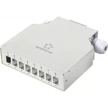 Adapter szyny DIN Renkforce RF-7187896, obudowa nieobsadzona 8-portowa, jasnoszara