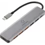 Renkforce RF-7465828 Hub USB-C 6-w-1, 3x USB-A 3.0, dane USB-C, 4K HDMI, 100W PD, szary