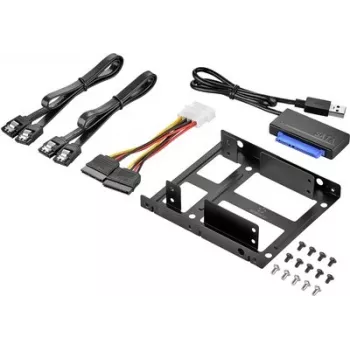 Renkforce Zestaw SSD DH06K Podwójna Rama Montażowa 2,5 inch na 3,5 inch, Metalowa, Czarna