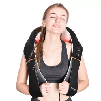 RENPHO U-Neck 1 Shiatsu Masażer na Szyję i Ramiona z Ciepłem, 8 Dwukierunkowych Obrotowych Głowic, 3 Poziomy Prędkości, Czarny