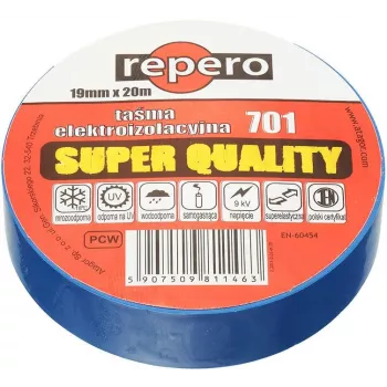 REPERO 701 Niebieska taśma izolacyjna PVC 19mm x 20m