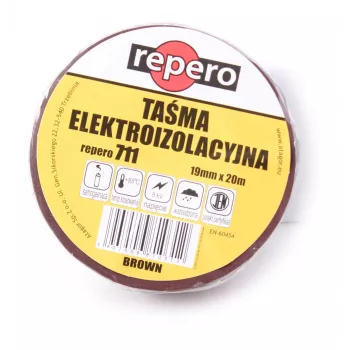 REPERO 711E Brązowa taśma izolacyjna PVC 19 mm x 20 m