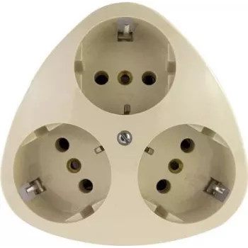 REV 0510080777 Trójdrożne gniazdo natynkowe IP20 białe (Schuko, 16 A, 250 V, ochrona przed dziećmi)