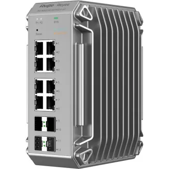 Reyee 12-Port Industrial Switch, 8x Gigabit, 4x SFP, do 80°C (RG-NIS3100-8GT4SFP-HP)
