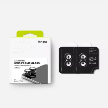 Ringke Camera Frame 2-Pack do Samsung Galaxy Z Flip 8 - Czarna aluminiowa ramka ochronna na obiektyw z hartowanym szkłem 9H