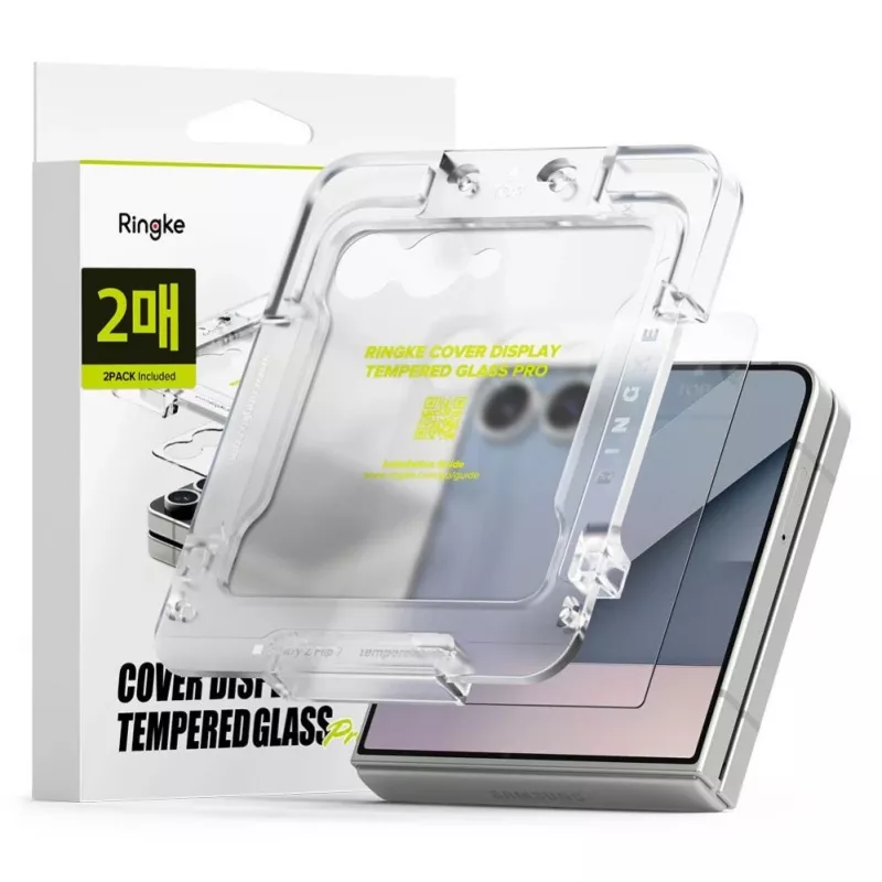 Ringke Galaxy Z Flip 7 Screen Protector Cover Display Premium Tempered Glass 9H (2szt.) Przezroczysty