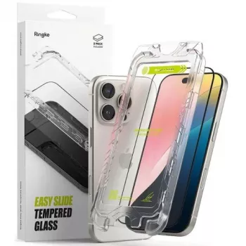 Ringke iPhone 16 Pro Max Screen Protector Premium Easy Slide Tempered Glass 9H z Jigiem Instalacyjnym (2 szt.) Przezroczysty