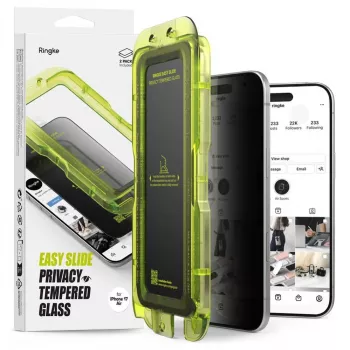 Ringke iPhone Air Screen Protector Premium Easy Slide Privacy Tempered Glass 9H z Szablonem Montażowym (2 szt.) Przezroczysty