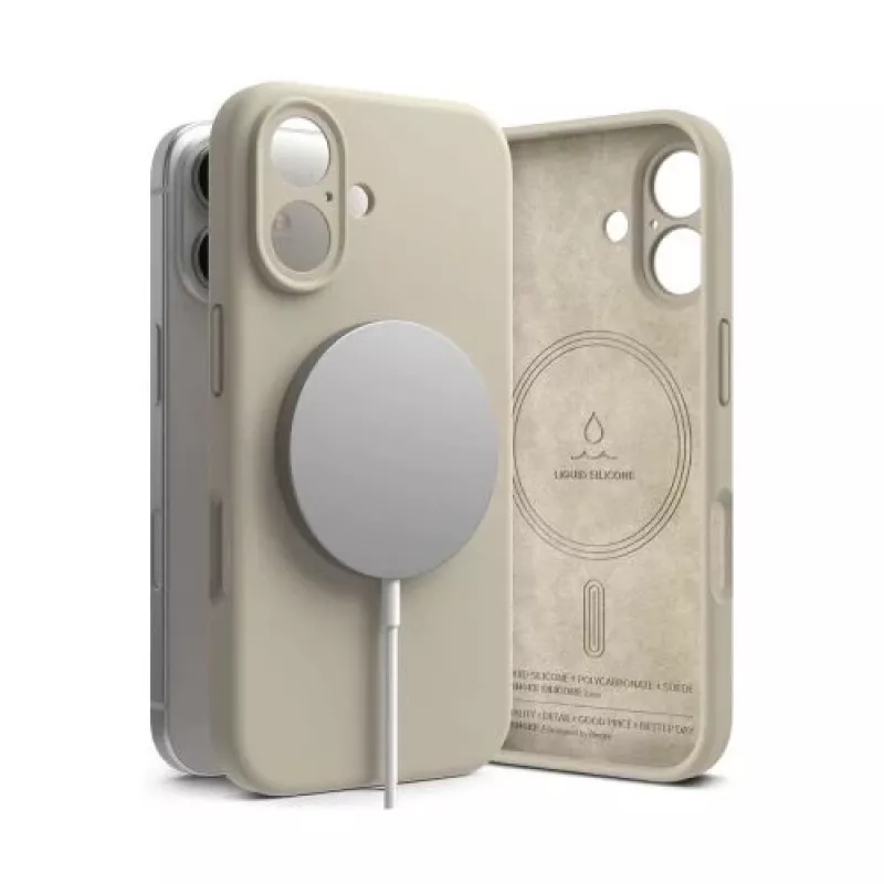 Ringke Silicone Magnetic Case for Apple iPhone 16 Pro Max - Stone Gray