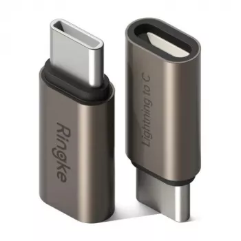 Ringke USB-C Męski na Lightning Żeński Adapter (2 szt.) Gunmetal