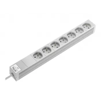 Rittal 7240510 1U 19-calowy PDU rackowy, 7x gniazda CEE 7/5, 230V 16A, kabel 2m, szary