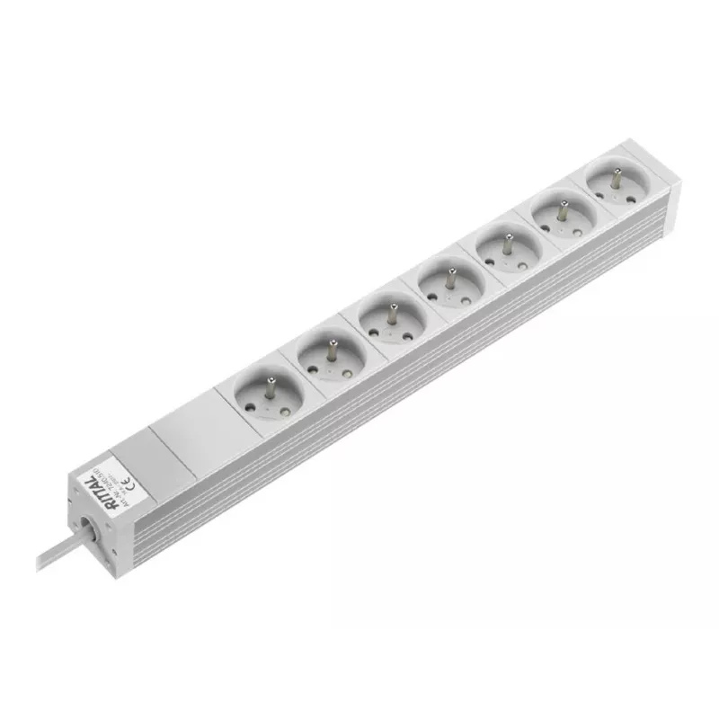 Rittal 7240510 1U 19-calowy PDU rackowy, 7x gniazda CEE 7/5, 230V 16A, kabel 2m, szary