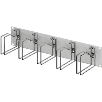 RITTAL 7996.626 19-calowy panel do zarządzania kablami 2U z 5 metalowymi uchwytami prowadzącymi 120x60 mm, jasnoszary RAL 7035