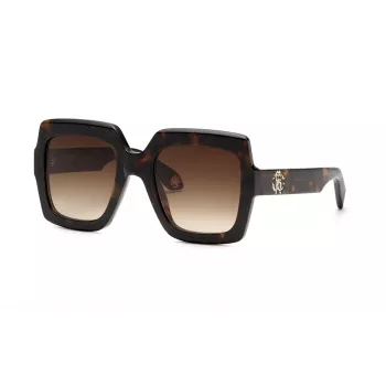 Okulary przeciwsłoneczne damskie Roberto Cavalli SRC108-5204BL Cat Eye, oprawki Blue Havana, soczewki Gradient Blue, 52mm