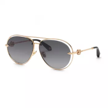 Okulary przeciwsłoneczne Roberto Cavalli dla kobiet SRC032M610300 - Oversize kwadratowa czarna oprawka, gradientowe soczewki dymne 61mm
