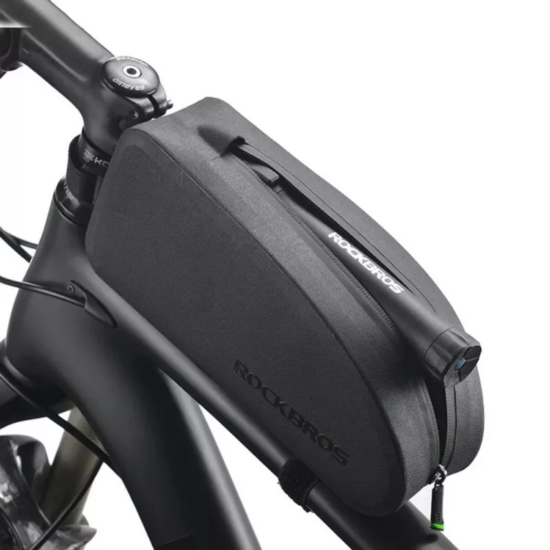 TORBA NA RAMĘ ROWEROWĄ ROCKBROS 1.6L WODOSZCZELNA TWARDA SKORUPA EVA WZÓR WĘGLA CZARNA