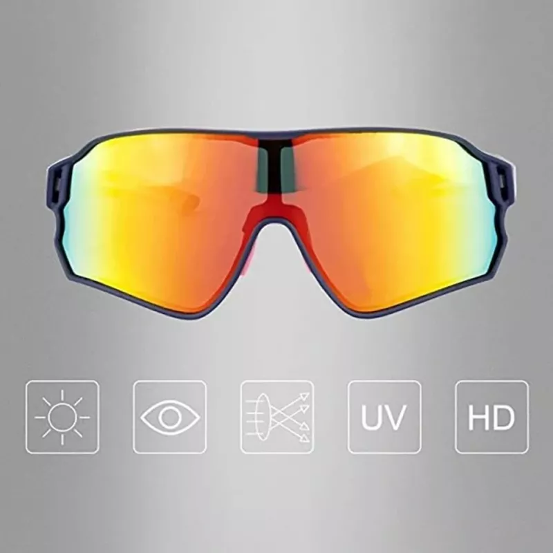 Rockbros 10134PL Polaryzacyjne okulary rowerowe - niebieskie i różowe