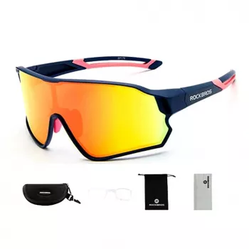 Rockbros 10134PL Polaryzacyjne okulary rowerowe - niebieskie i różowe