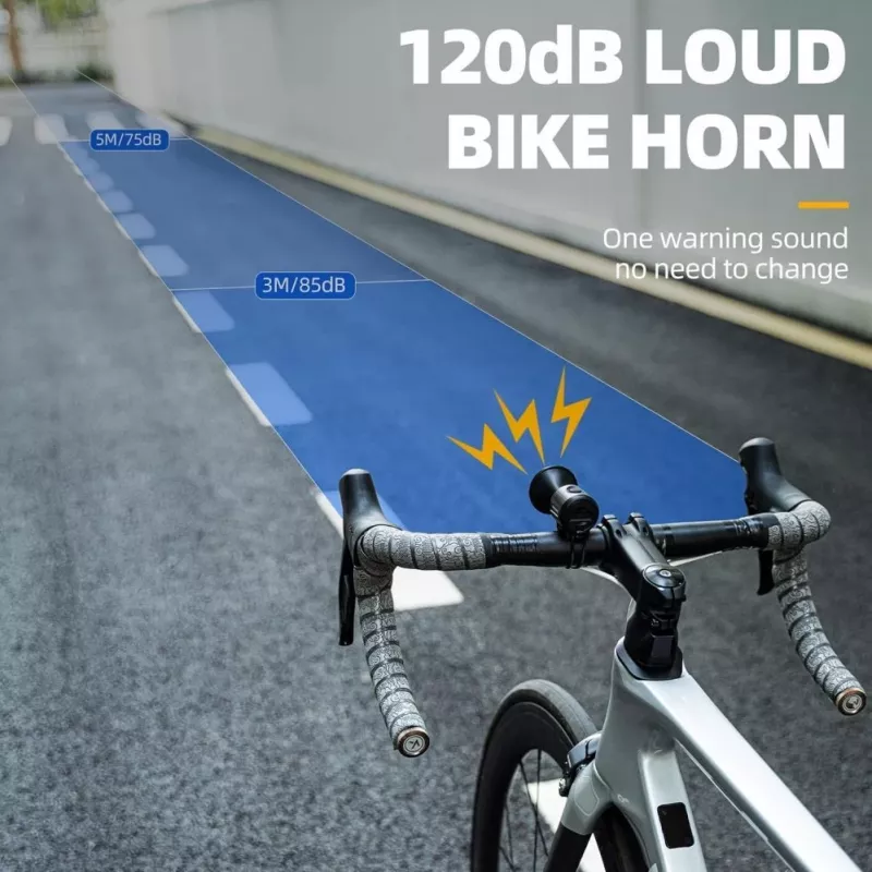 ROCKBROS Elektroniczny dzwonek rowerowy - czarny, 110-120 dB, 4 dźwięki, akumulatorowy, IPX4