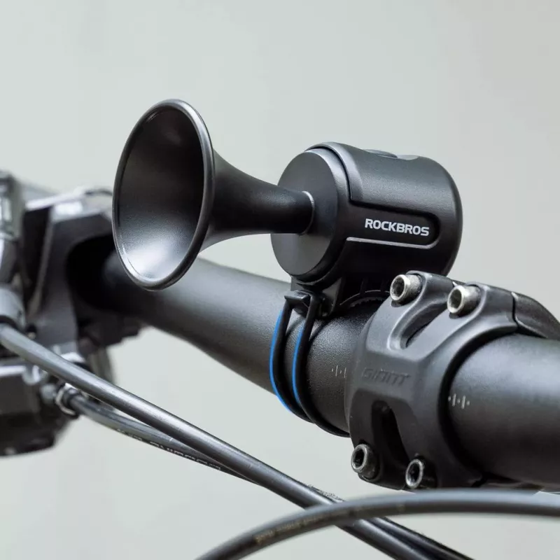 ROCKBROS Elektroniczny dzwonek rowerowy - czarny, 110-120 dB, 4 dźwięki, akumulatorowy, IPX4