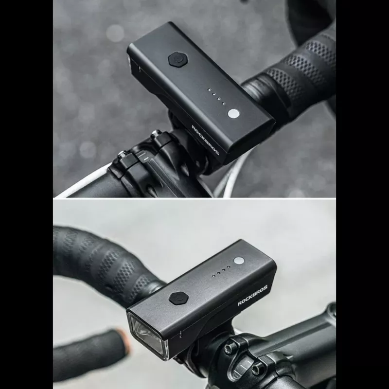 ROCKBROS Przednie światło rowerowe 260 lm z kablem USB-C do USB-A - Czarny