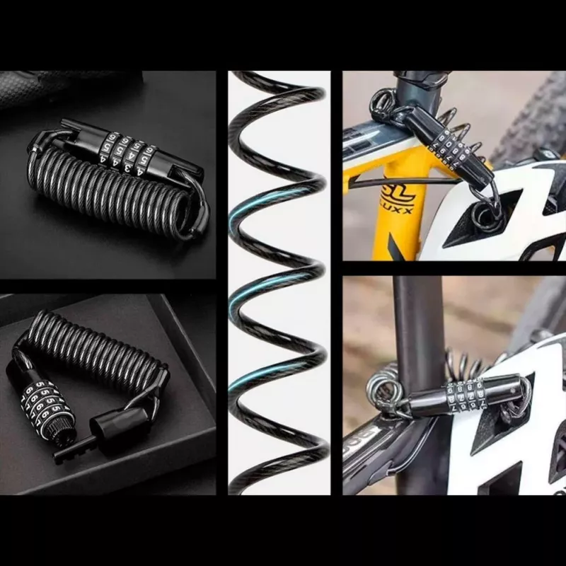 Zamek rowerowy ROCKBROS T609 z linką szyfrową 1,5 m - Czarny