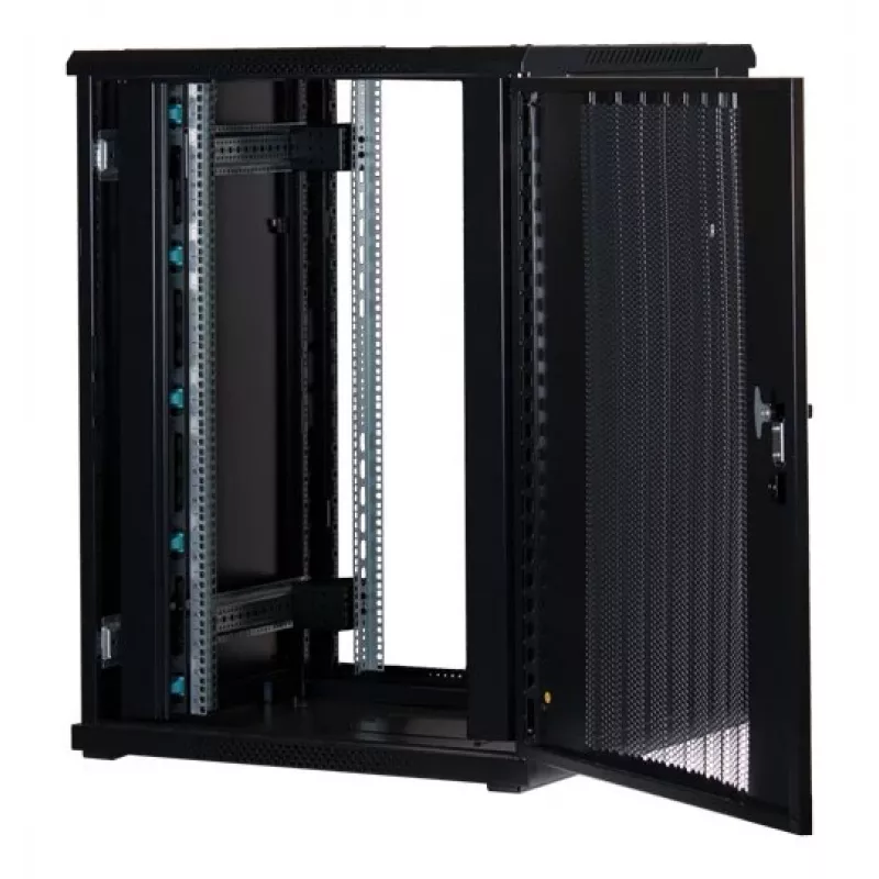 Rockstable 22U 19-Inch Server Cabinet with Mesh Door - Freestanding Rack - 22U - 800 kg Load Capacity - Locking Door - Mounting Rails - Adjustable Feet (RS19-8822PP)