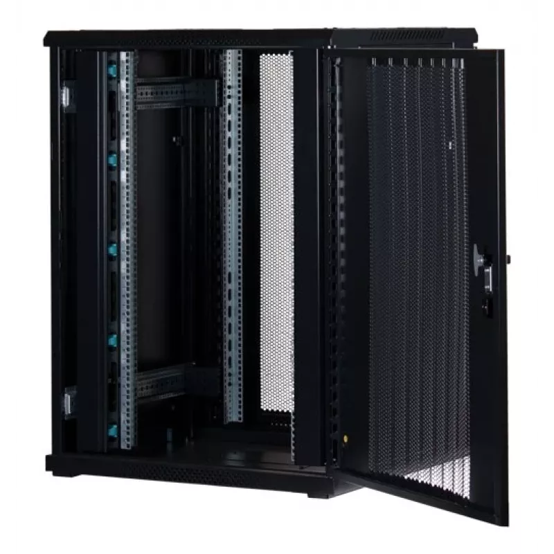 Rockstable 22U 19-Inch Server Cabinet with Mesh Door - Freestanding Rack - 22U - 800 kg Load Capacity - Locking Door - Mounting Rails - Adjustable Feet (RS19-8822PP)
