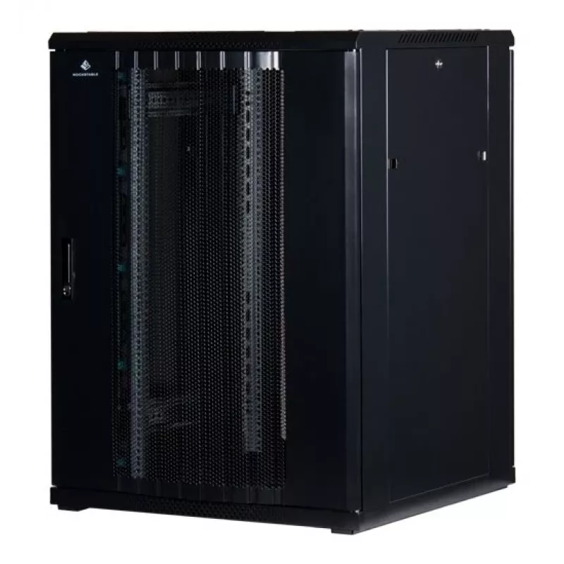 Rockstable 22U 19-Inch Server Cabinet with Mesh Door - Freestanding Rack - 22U - 800 kg Load Capacity - Locking Door - Mounting Rails - Adjustable Feet (RS19-8822PP)