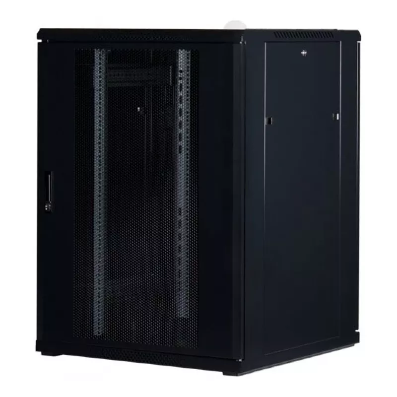 Rockstable 22U 19-Inch Server Cabinet with Mesh Door - Freestanding Rack - 22U - 800 kg Load Capacity - Locking Door - Mounting Rails - Adjustable Feet (RS19-8822PP)