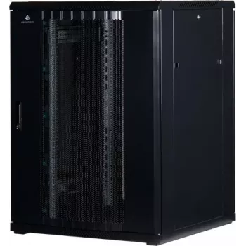 Rockstable 22U 19-Inch Server Cabinet with Mesh Door - Freestanding Rack - 22U - 800 kg Load Capacity - Locking Door - Mounting Rails - Adjustable Feet (RS19-8822PP)