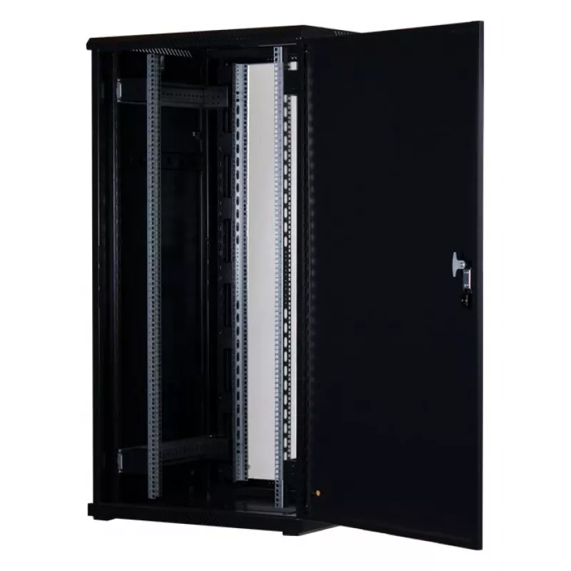 Rockstable 32 HE 19-calowa szafa serwerowa z drzwiami szklanymi - wolnostojący rack - 32U - 800 kg - zamek - szyny montażowe - regulowane stopy (RS19-8832)