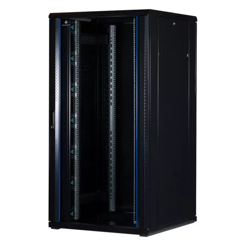 Rockstable 32 HE 19-calowa szafa serwerowa z drzwiami szklanymi - wolnostojący rack - 32U - 800 kg - zamek - szyny montażowe - regulowane stopy (RS19-8832)