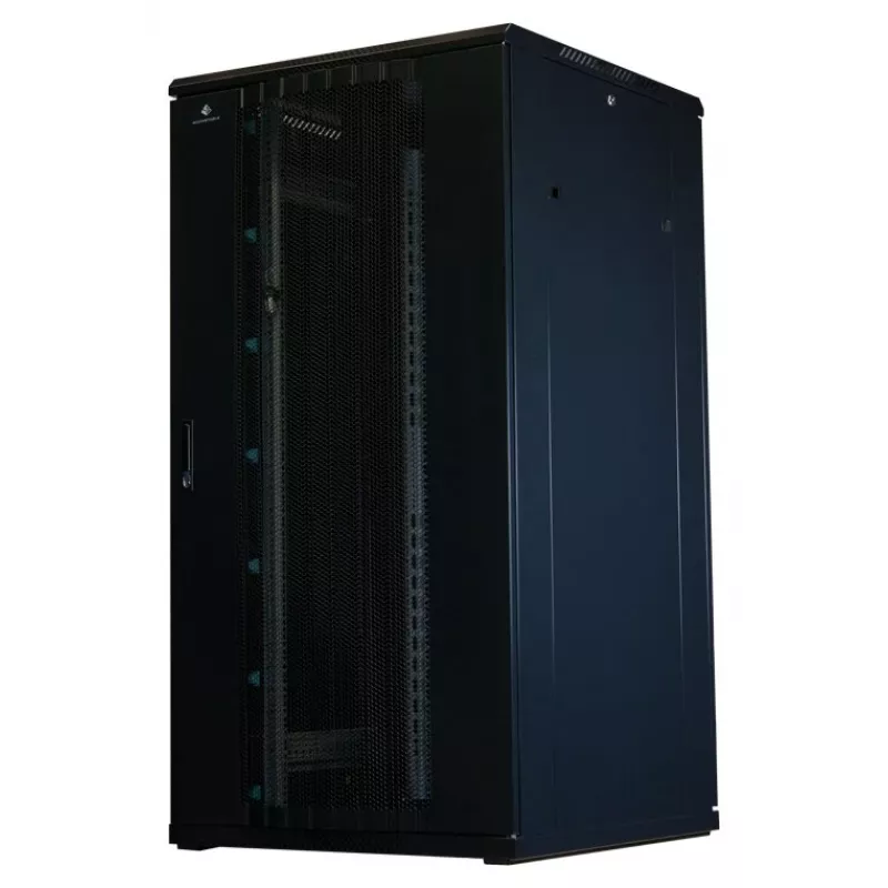 Rockstable 32U 19-calowa szafa serwerowa z drzwiami mesh - wolnostojąca szafa rack - nośność 800 kg - zamykana - szyny montażowe - regulowane stopy (RS19-8832PP)
