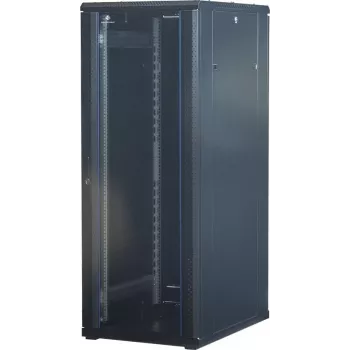 Rockstable 32U 19-calowa szafa serwerowa z drzwiami szklanymi - wolnostojąca rama - 32U - 800 kg - zamykany zamek - szyny montażowe - regulowane nóżki (RS19-6832)