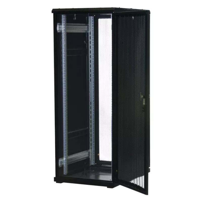 Rockstable 32U 19 inch Serwer Rack z Drzwiami Mesh - Wolnostojąca Rama - 32U - 800 kg - Zamek - Szyny Montażowe - Regulowane Stopki (RS19-6832PP)