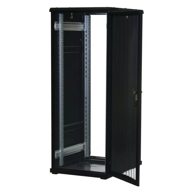 Rockstable 32U 19 inch Serwer Rack z Drzwiami Mesh - Wolnostojąca Rama - 32U - 800 kg - Zamek - Szyny Montażowe - Regulowane Stopki (RS19-6832PP)