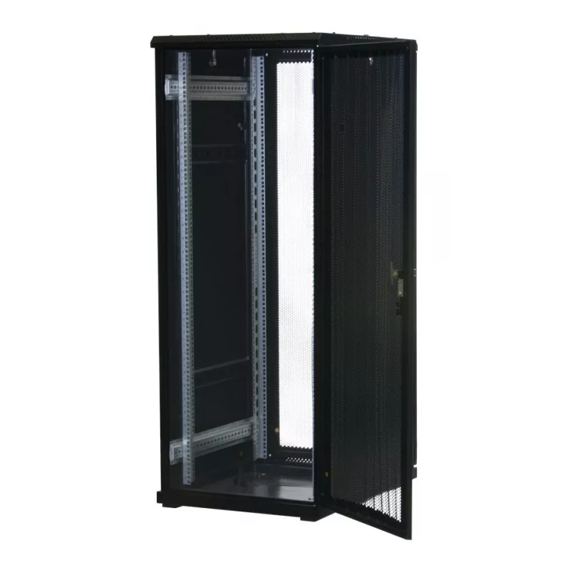 Rockstable 32U 19 inch Serwer Rack z Drzwiami Mesh - Wolnostojąca Rama - 32U - 800 kg - Zamek - Szyny Montażowe - Regulowane Stopki (RS19-6832PP)