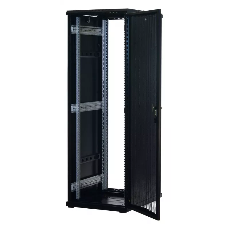 Rockstable 37 HE 19 inch Server Rack z Drzwiami Mesh - Wolnostojąca Rama - 37U - 800 kg - Zamek - Szyny Montażowe - Regulowane Stopki (RS19-6837PP)
