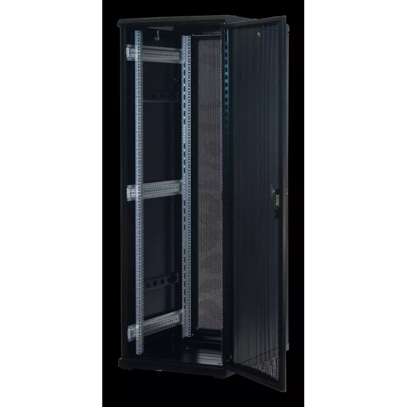 Rockstable 37 HE 19 inch Server Rack z Drzwiami Mesh - Wolnostojąca Rama - 37U - 800 kg - Zamek - Szyny Montażowe - Regulowane Stopki (RS19-6837PP)