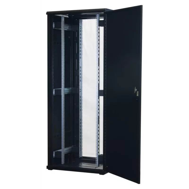Rockstable 42U 19 Inch Server Cabinet with Glass Door - Freestanding Rack - 42U - 800 kg - Key Lock - Mounting Rails - Adjustable Feet (RS19-8842)