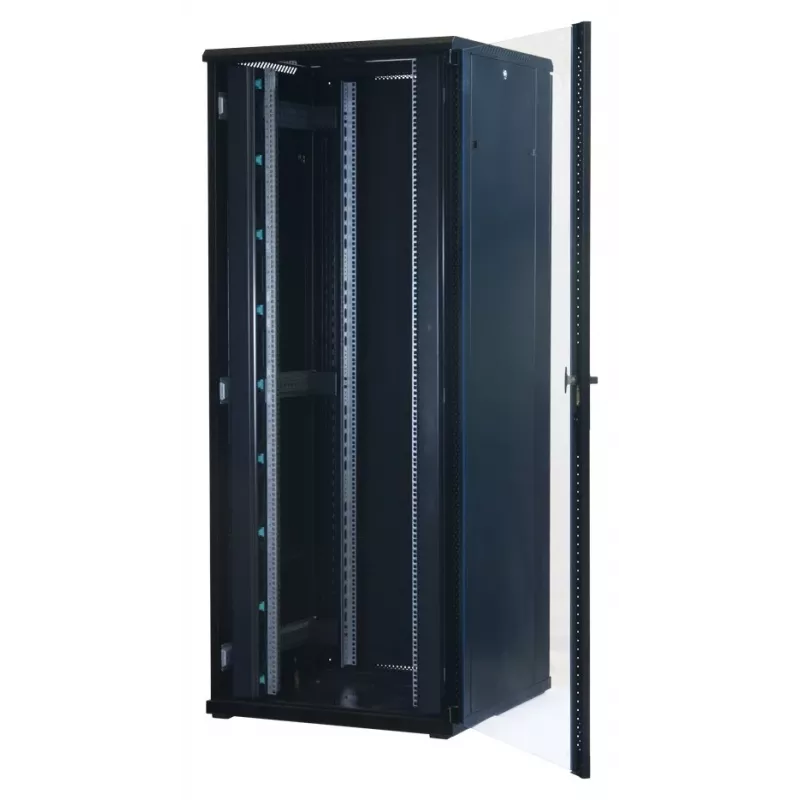 Rockstable 42U 19 Inch Server Cabinet with Glass Door - Freestanding Rack - 42U - 800 kg - Key Lock - Mounting Rails - Adjustable Feet (RS19-8842)