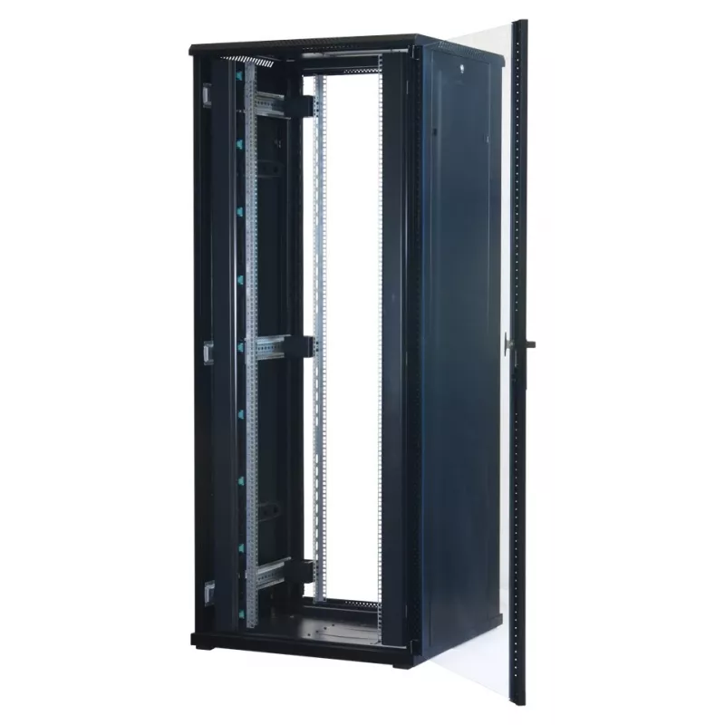 Rockstable 42U 19 Inch Server Cabinet with Glass Door - Freestanding Rack - 42U - 800 kg - Key Lock - Mounting Rails - Adjustable Feet (RS19-8842)