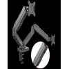 Rockstable RS-MM007 Zaawansowany podwójny uchwyt do monitorów - Zacisk / Przepust - 13 kg - 15-27 cali - 100x100 mm - Czarny